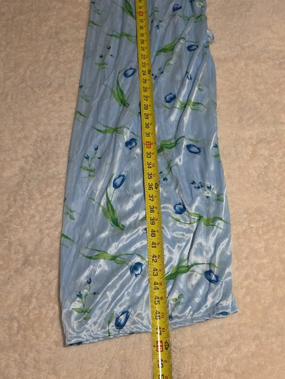 Sindrella Light Blue Floral Satin Robe & Nightgown Set -Elegant Lounge Wear XXXL